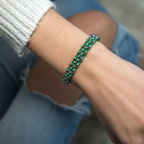 Laubfrosch-Glieder | Mini-Kismet-Armband | Grün x Silber